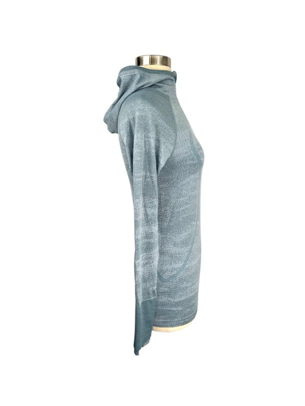 Lululemon Swiftly Speed Hooded 1/2 Zip Water Resistant Aqua Smoke Blue Womens 6 - Picture 6 of 12